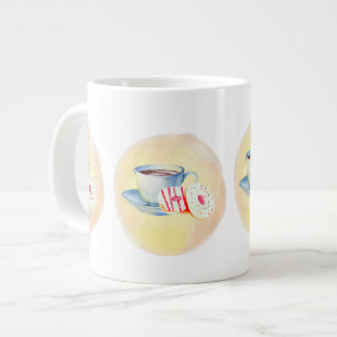 Mug avec image de café et beignets