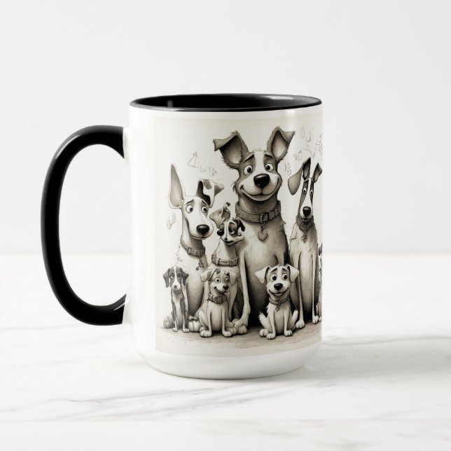 Mug avec impression d'art de chien drôle (Gauche)