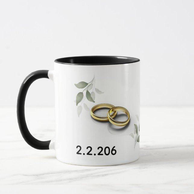 Mug avec Initiales de Couple Personnalisées et Dat (Gauche)
