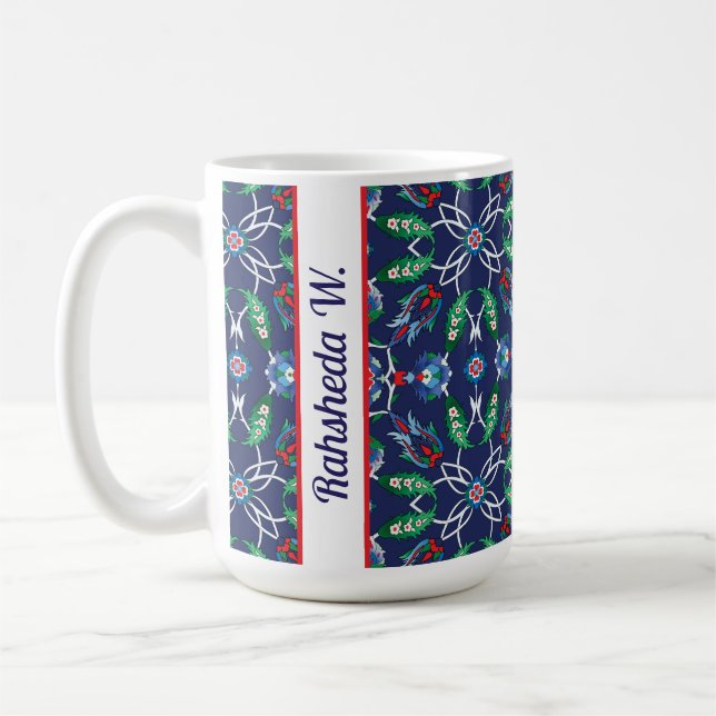 Mug Avec le nom 💙 Beau Bleu Iznik tuiles turques (Gauche)