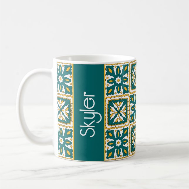 Mug Avec le nom 💛 💚 Belles tuiles marocaines Café Mu (Gauche)