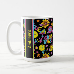 Mug Avec le nom, Pickleball Super, rétro 90s, noir
