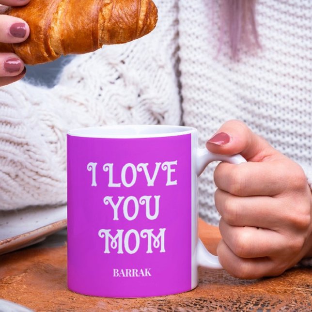 Mug avec le texte "I Love You Mom" et nom personna (Créateur téléchargé)