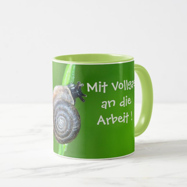 Mug Avec l'escargot à toute vitesse au travail (Devant droit)