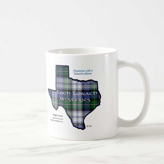 Mug avec Loch Lonach Mysteries Tartan Texas Logo (Droite)