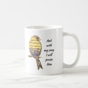 Mug Avec ma chanson, je le loue Bible Écriture Oiseau