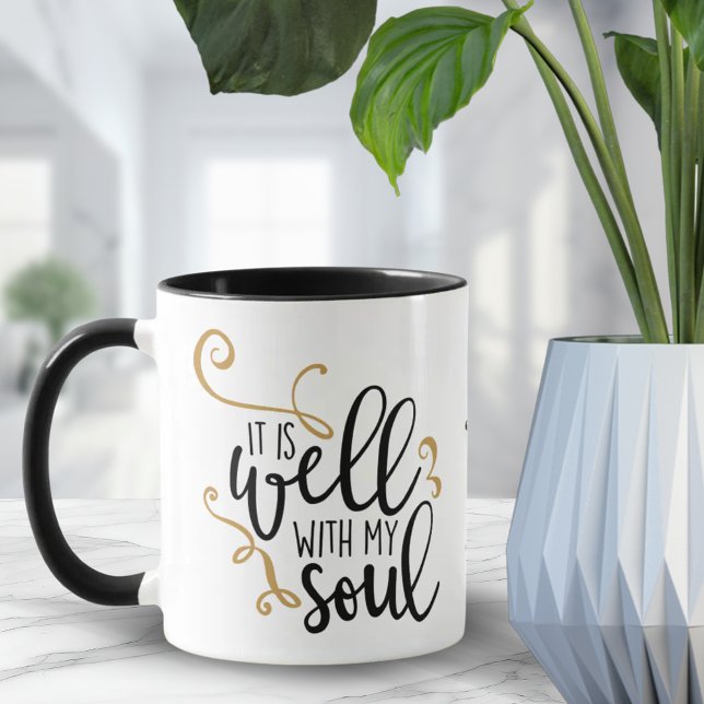 Mug Avec Mon Âme Christian Citation Encourageant Cadea (Well With My Soul Christian Quote Encouraging Gift Mug)