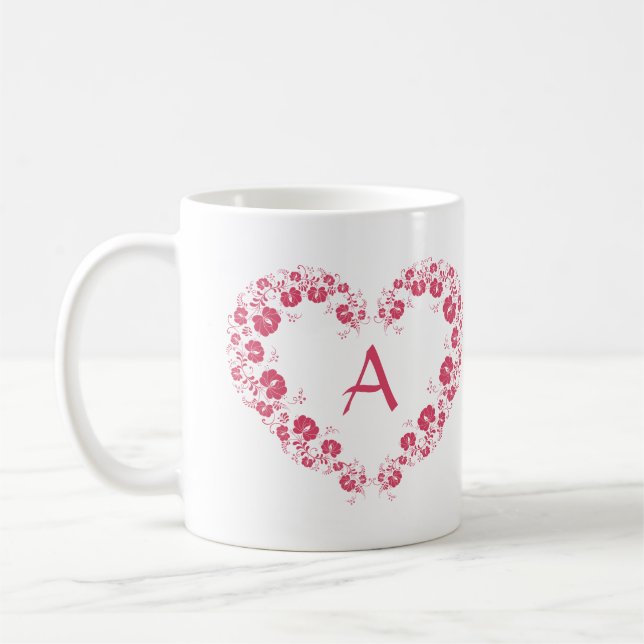 Mug Avec Monogramme Et Symbole Coeur Rose (Gauche)