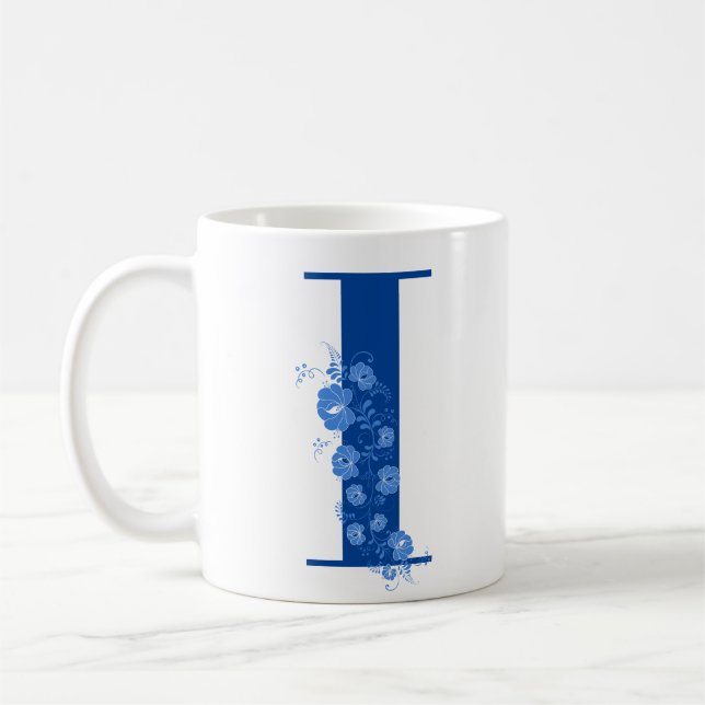 Mug avec Monogramme Floral Lettre I (Gauche)