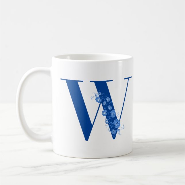Mug Avec Monogramme Floral Lettre W (Gauche)