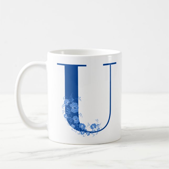 Mug avec Monogramme Floral U (Gauche)