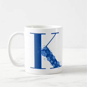 Mug avec monogramme Lettre Florale K