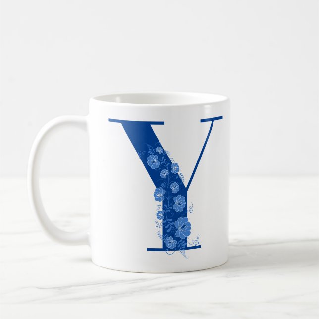 Mug avec monogramme lettre florale Y (Gauche)