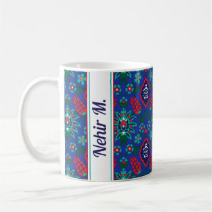 Mug Avec nom 💙 Beau motif turc Iznik