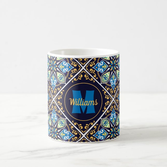 Mug Avec nom et initiale carreaux orientaux, Azulejos (Centre)