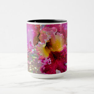 Mug avec orchidée rayée de peinture