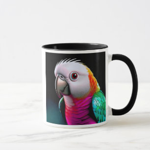 Mug avec perroquet aux belles couleurs satinées.