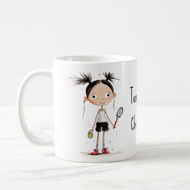 Mug Avec texte, jolie fille de tennis (Gauche)