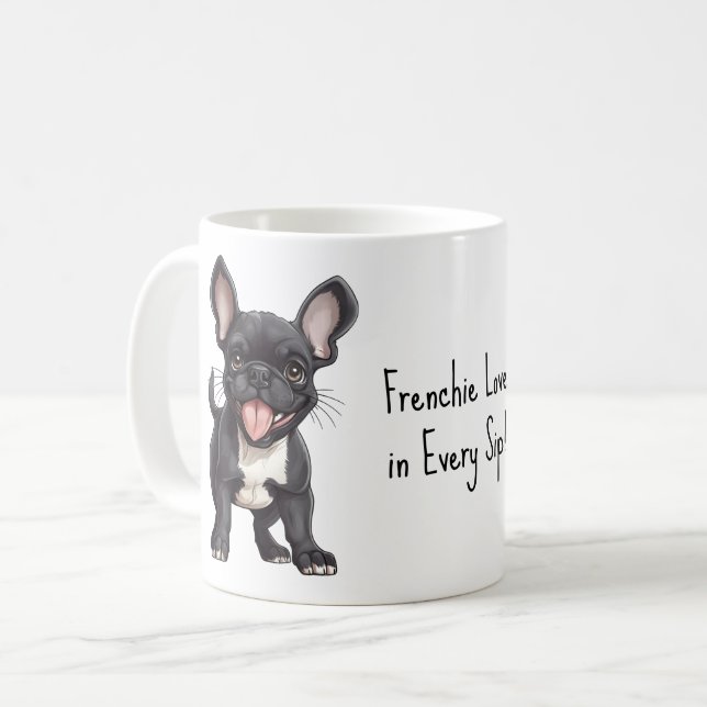 Mug Avec texte personnalisé, 🐶 chiot Frenchie (Devant gauche)