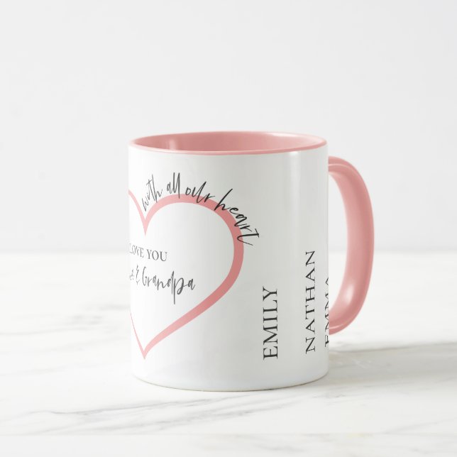 Mug Avec Tout Notre Coeur Grand-Parents Sympa Illustra (Devant droit)