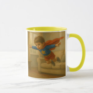 Mug avec un enfant déguisé qui s'amuse.