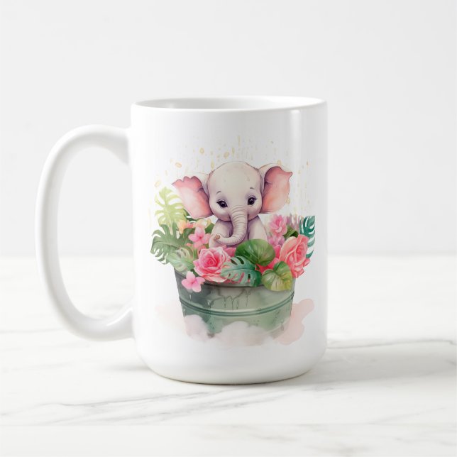 Mug avec un joli éléphant et l'inscription (Gauche)