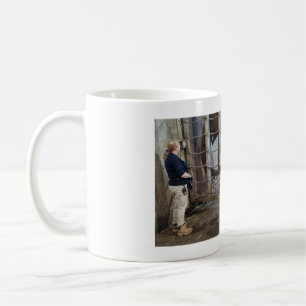 Mug avec une photo d'une dame et d'un éléphant.
