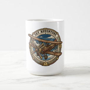 Mug Aventure céleste Biplan Steampunk vintage