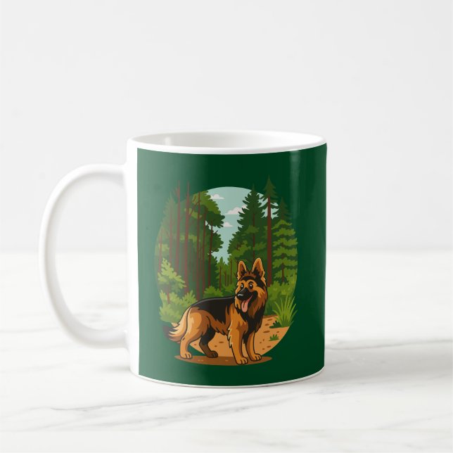 Mug Aventure de chien berger allemand en forêt  (Gauche)