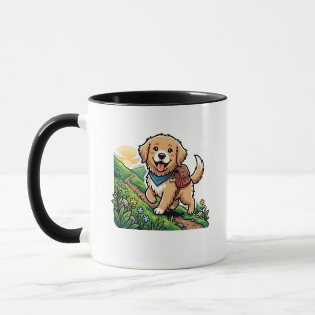 Mug Aventure de chiot Retriever doré de randonnée mign (Gauche)