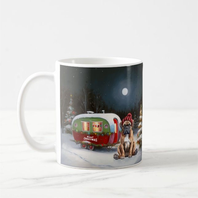 Mug Aventure de Noël de la caravane de Boxer en hiver (Gauche)