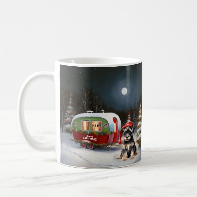 Mug Aventure de Noël de la caravane de Schnauzer d'hiv (Gauche)