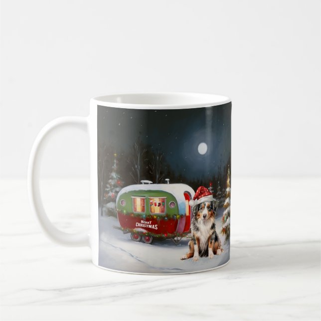 Mug Aventure de Noël en caravane de Berger Australien (Gauche)