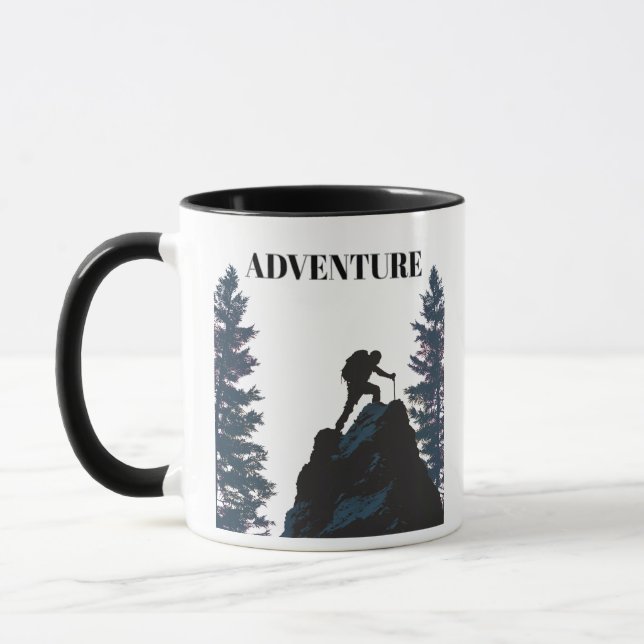 Mug Aventure de plein air silhouette de randonneur et  (Gauche)