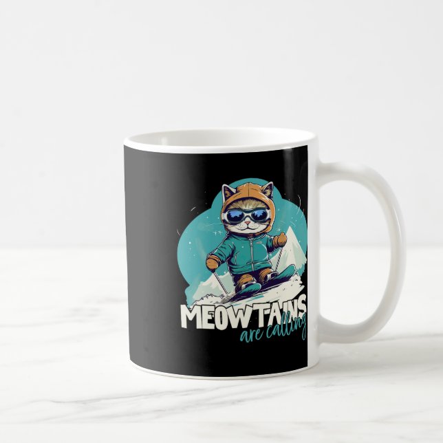 Mug Aventure de sports d'hiver de chat de ski plaisir  (Droite)