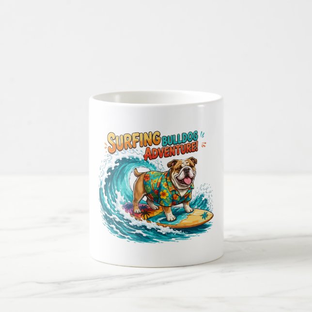 Mug Aventure de surf rétro Bulldog - Plage vintage  (Centre)