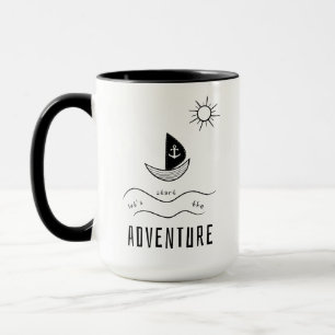 Mug Aventure en voilier minimaliste