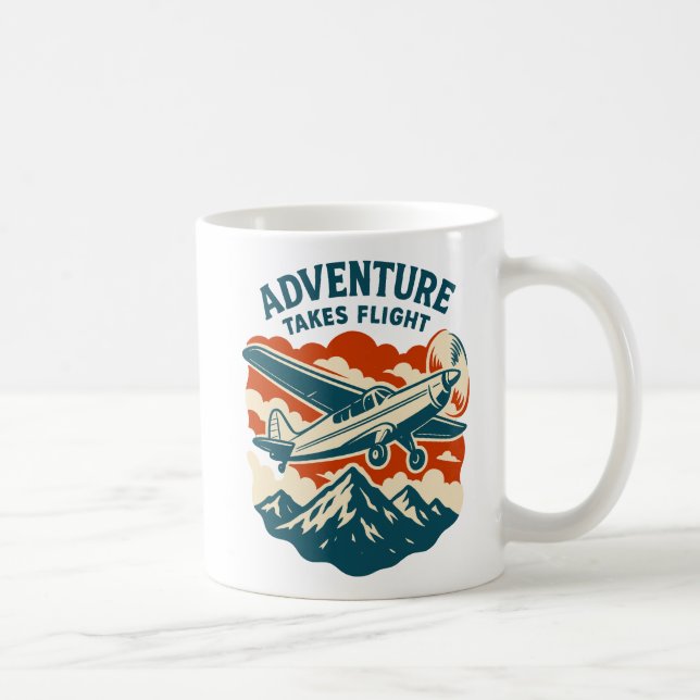 Mug Aventure prend l'avion Retro Voyage aérien (Droite)
