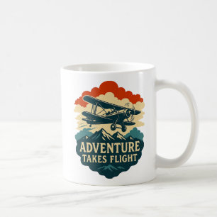 Mug Aventure prend le vol Retro Avion Art