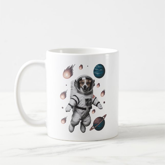 Mug Aventure spatiale avec un chien astronaute (Gauche)