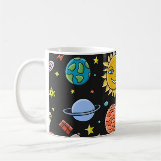 Mug Aventure spatiale : planètes, motif de fusées.