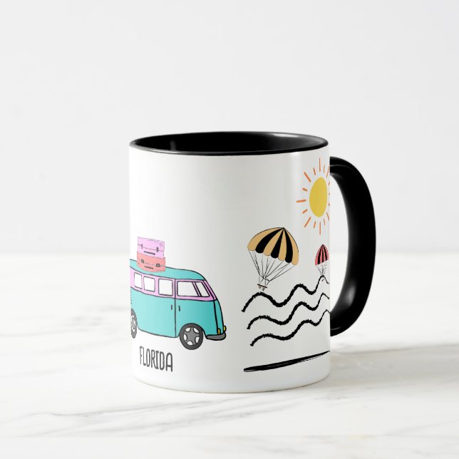 Mug Aventures côtières : Soleil, Mer et Voyages routie (Devant droit)