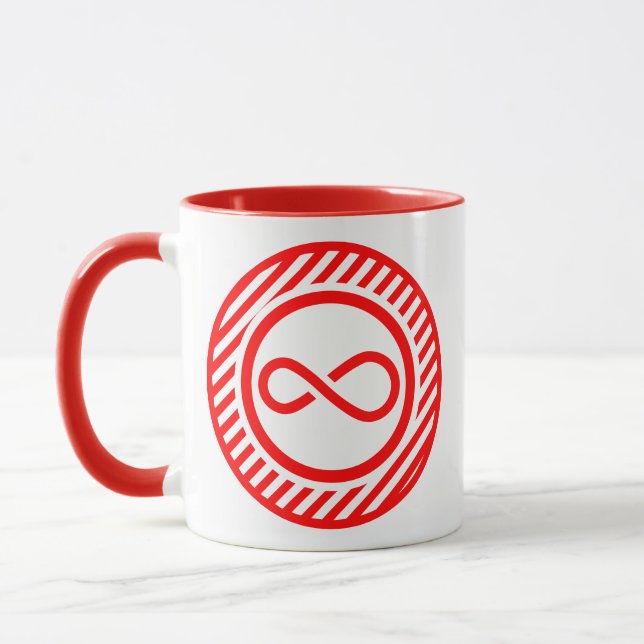 Mug Avertissement d'autisme Nœud Infini Rouge Blanc (Gauche)