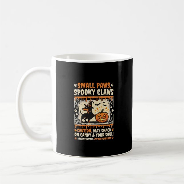 Mug Avertissement de chien de Dachshund d'Halloween ef (Gauche)