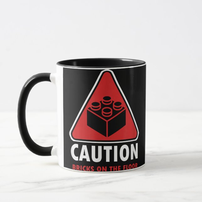 Mug Avertissement Drôle Prudence Blocs De Construction (Gauche)