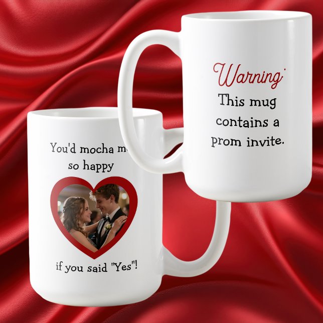 Mug Avertissement Invitation Bal | Promposal Photo Caf (Créateur téléchargé)