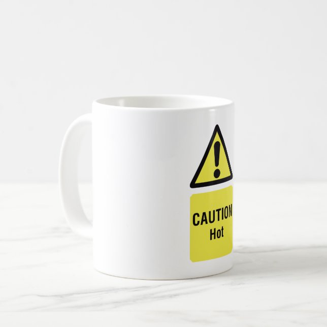 Mug Avertissement jaune gras Sécurité des signes chaud (Devant gauche)