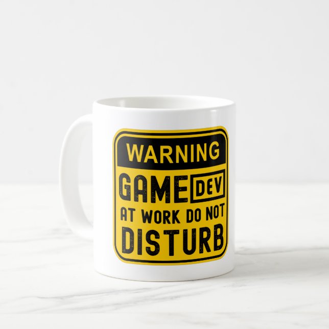 MUG AVERTISSEMENT JEU DEV AU TRAVAIL NE DÉTOURNER PAS (Devant gauche)