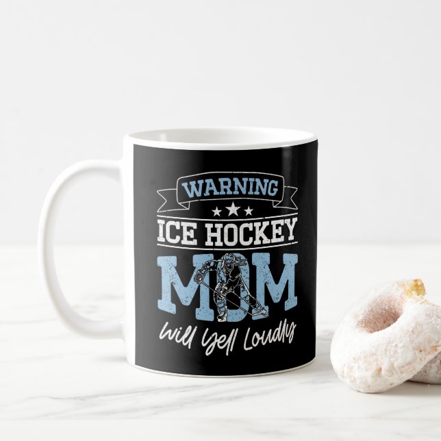Mug Avertissement Maman de hockey sur glace criera for (Avec donut)