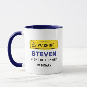Mug Avertissement : [Nom personnalisé] pourrait penser